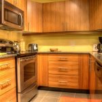 Fully equipped kitchen with bamboo cabinets
